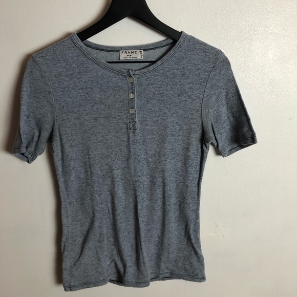 FRAME Denim Le 3/4 Henley Tee in Navy S - Picture 3 of 4